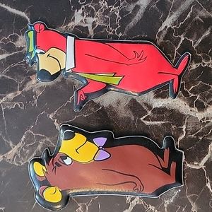 Vtg Lot of 2 Hanna-Barbera Puffy Magnets Magnetic Yogi, boubou